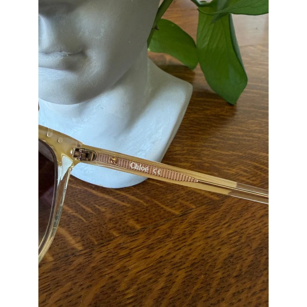 Chloe Women Sunglasses Transparent Champagne Cream White Oval Gradient Lenses